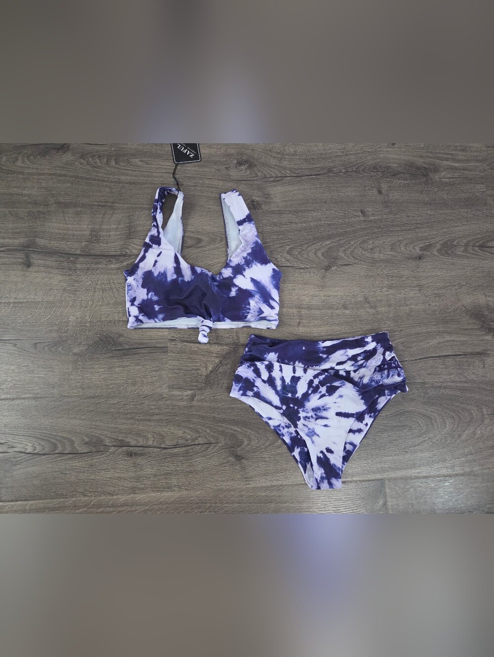 ZAFUL Purple Tie-Dye Bikini Set - Knot Front Top Size S NWT